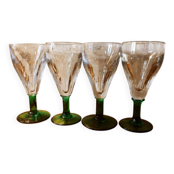 4 mouth-blown absinthe glasses