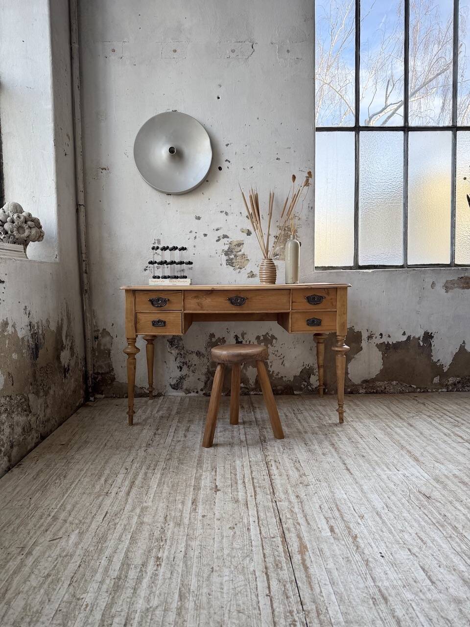 Blonde walnut desk and pine top 1900
