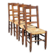 Set of 4 wooden and straw chairs, wooden chair, straw chair, countryside, chalet