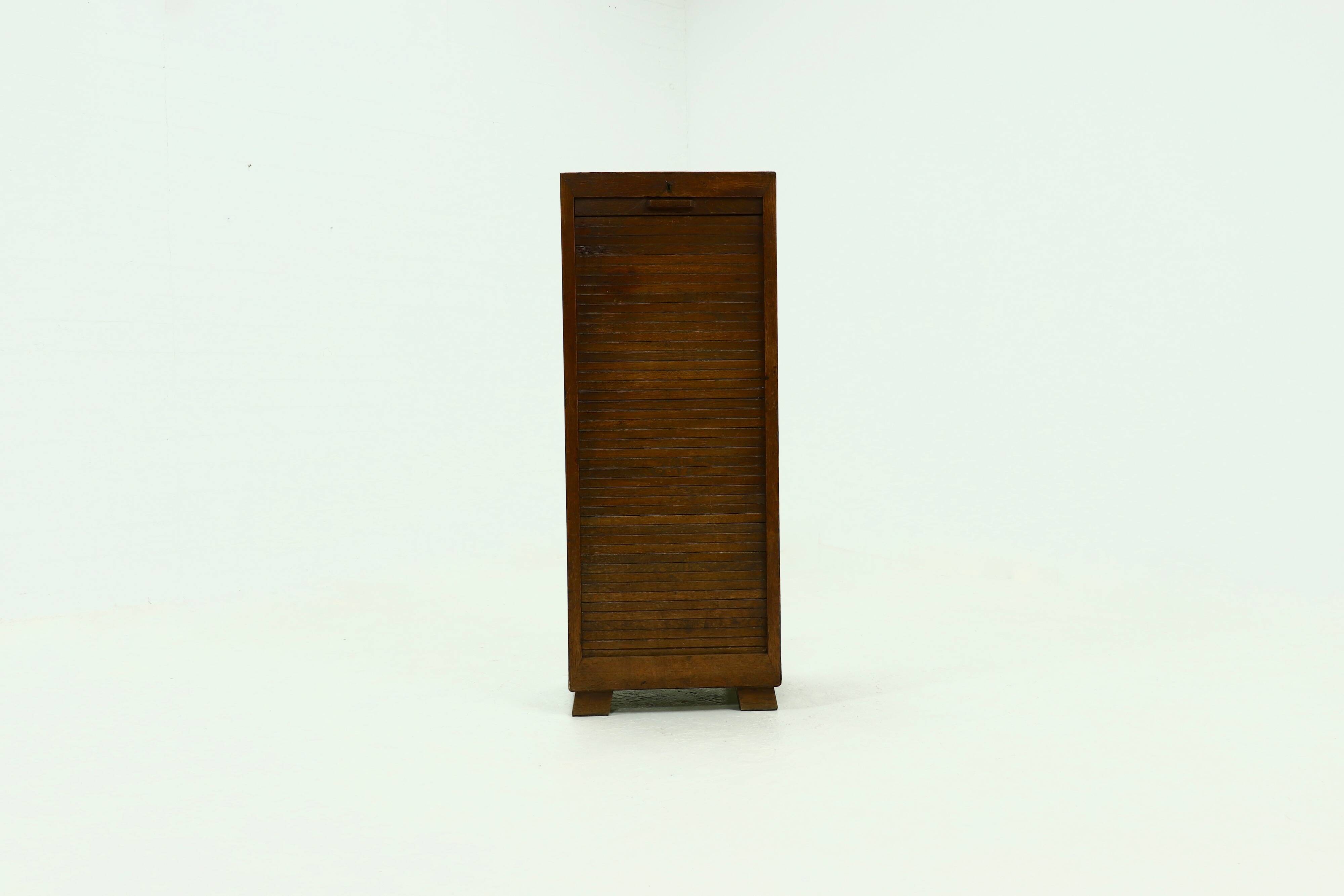 Amsterdam School Art Deco Tambour Door Cabinet 1920s