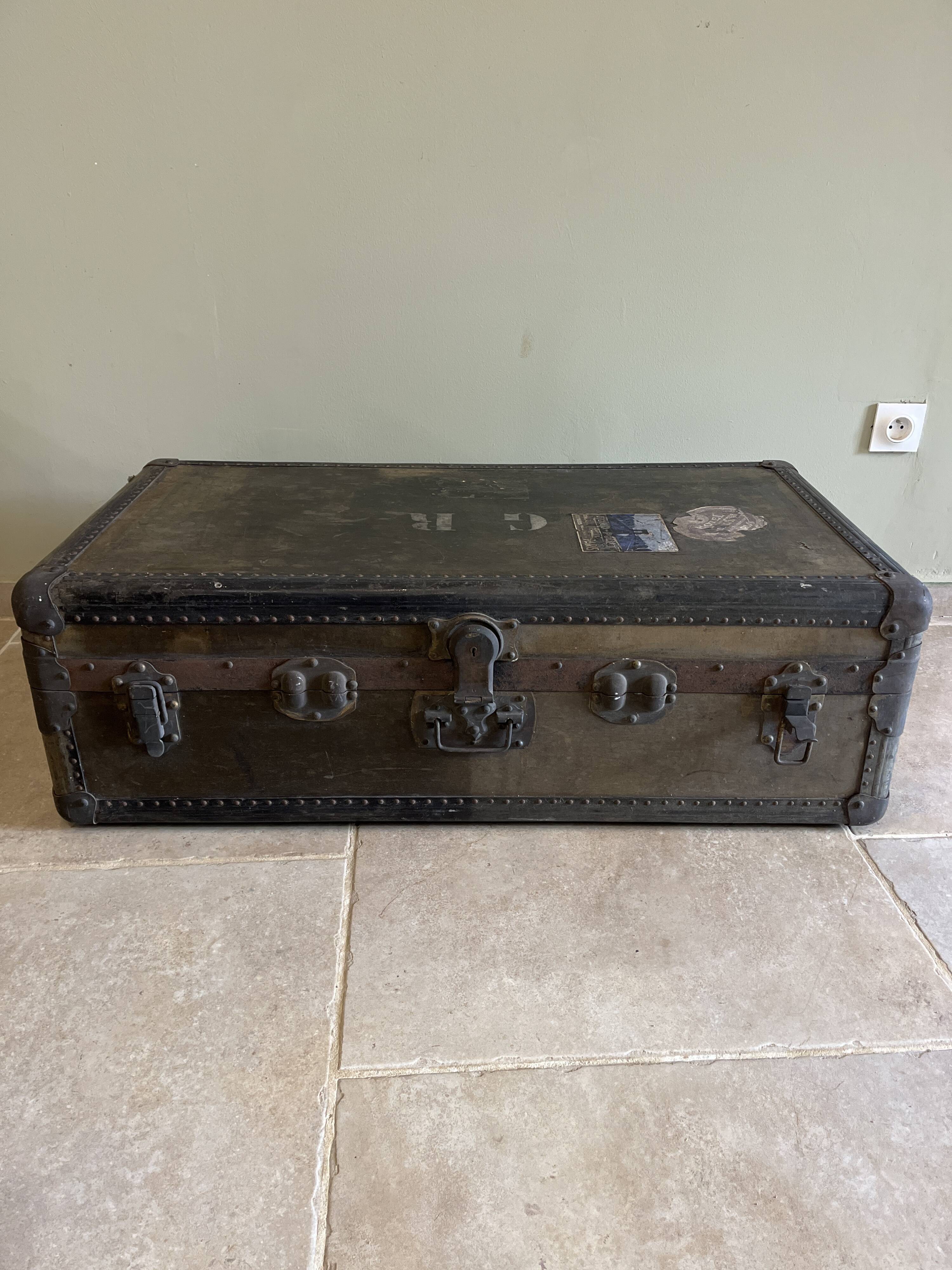 Large travel trunk from the early 20th century.