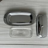 Metal butter dish with glass tray