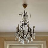 6-light chandelier in bronze and cut crystal from the early 20th century - 1mx50cm