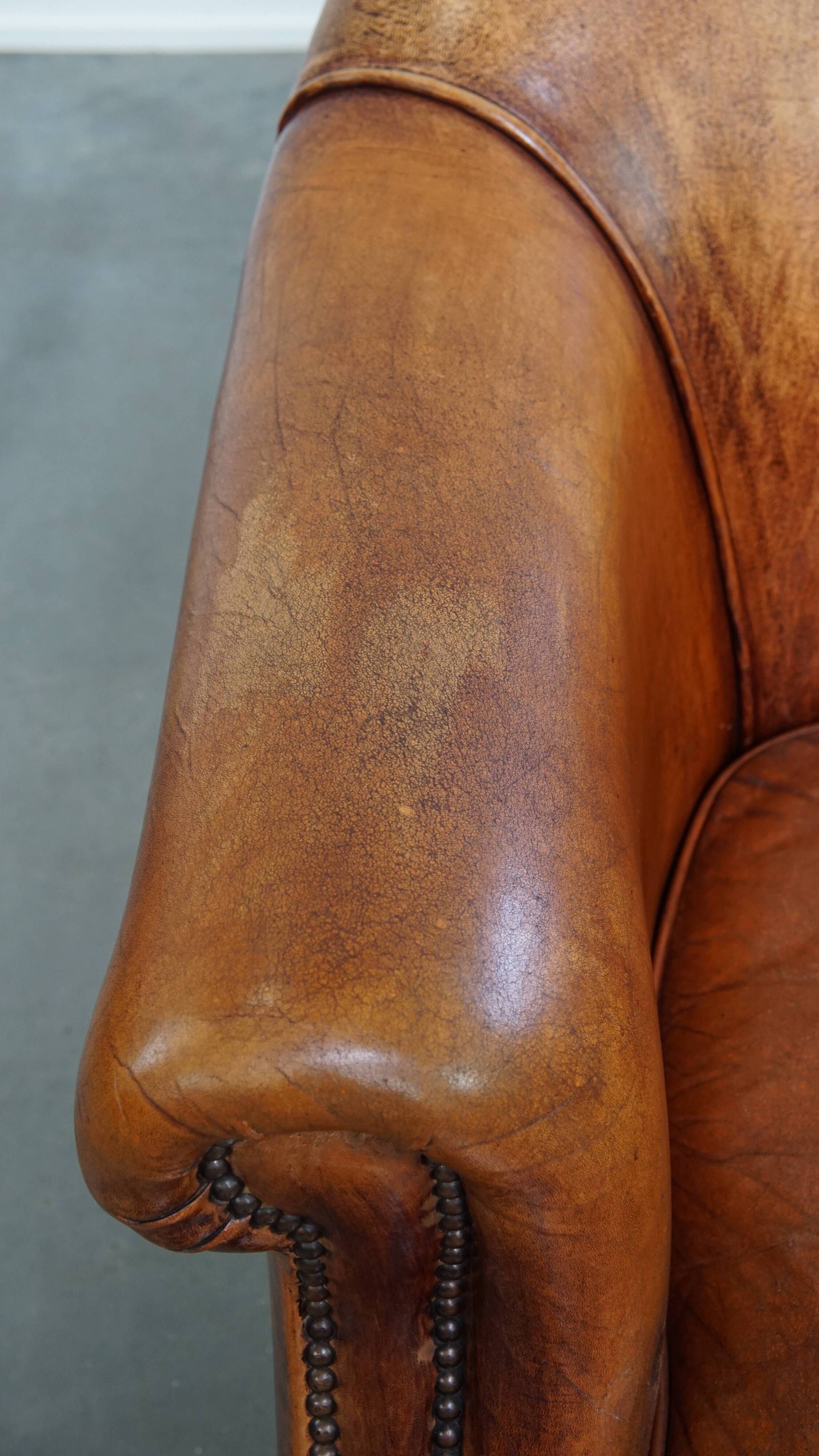 Sheepskin leather club chair
