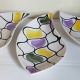 Three vintage free-form ceramic ravine dishes from the 1950s