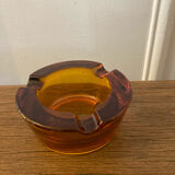 Amber glass ashtray