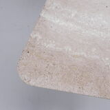 Travertine dining table, 130 x 129 cm