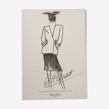 Illustration de mode de presse Nina Ricci années 90