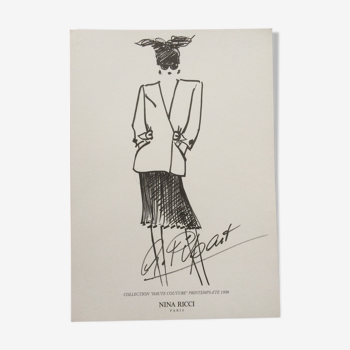 Nina Ricci: nice illustration / drawing drawing/sketch mode of press - time: end of the early 1990s