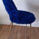 Chair in royal blue moumoute and brass legs 60s