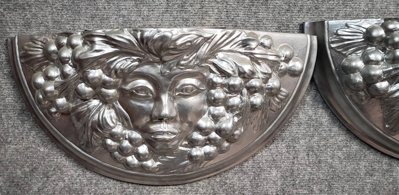 Pair of Art Deco style wall sconces in silvered plaster
