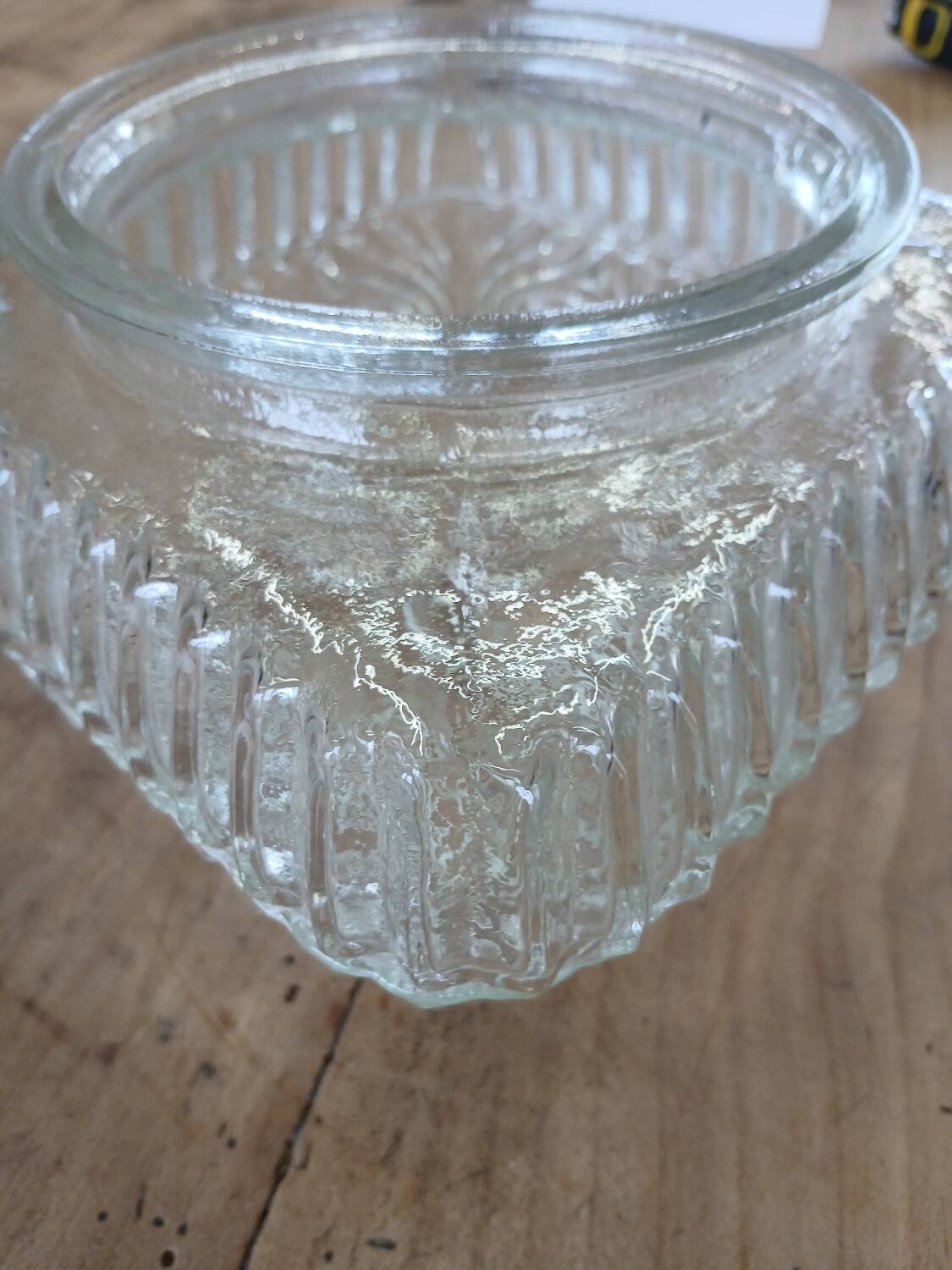 Antique ceiling light in molded glass