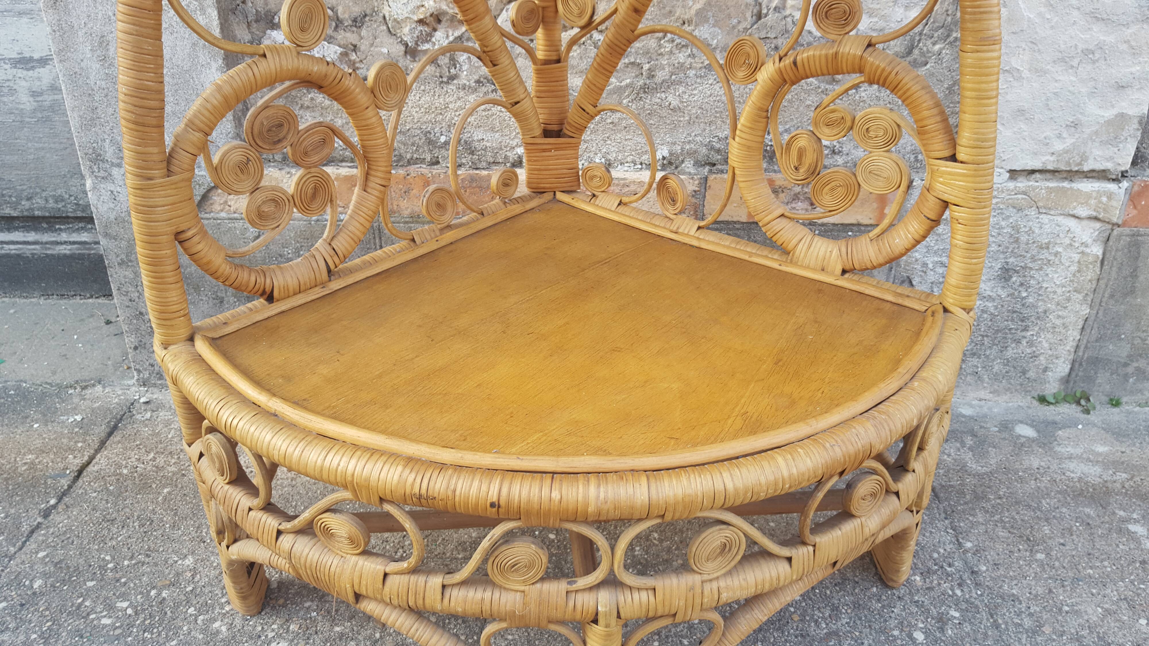 Vintage rattan notch shelf