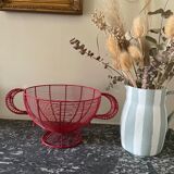 Red wired metal fruit basket