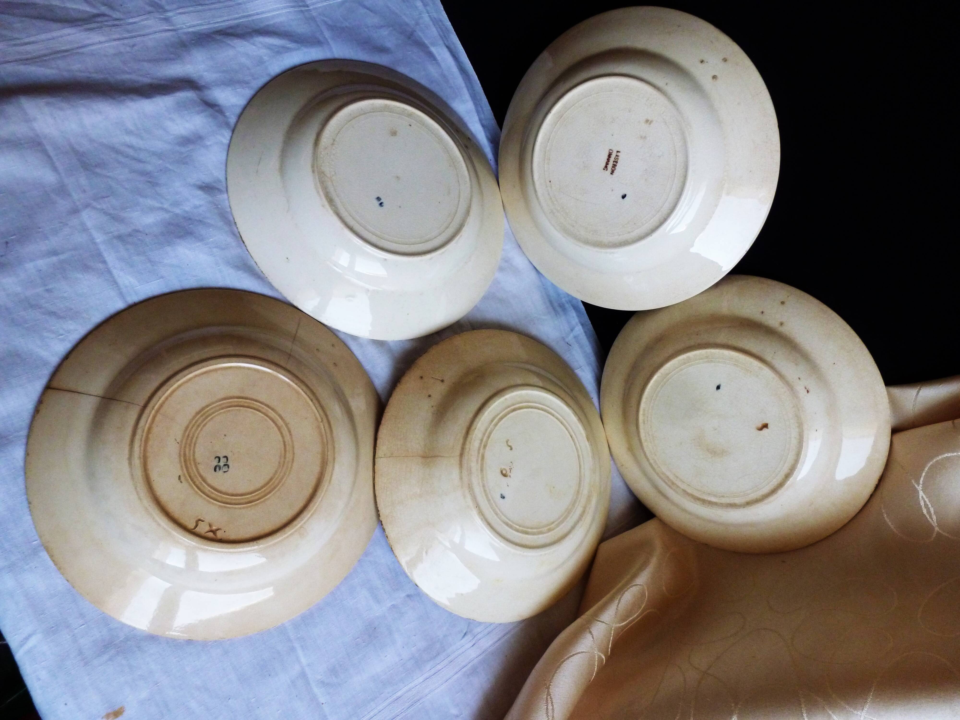 Antique deep plates from the late 19th century, old French crockery.