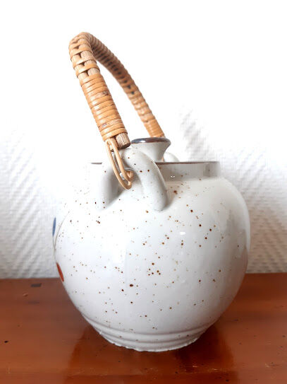 Stoneware tea set with currants, vintage Japan