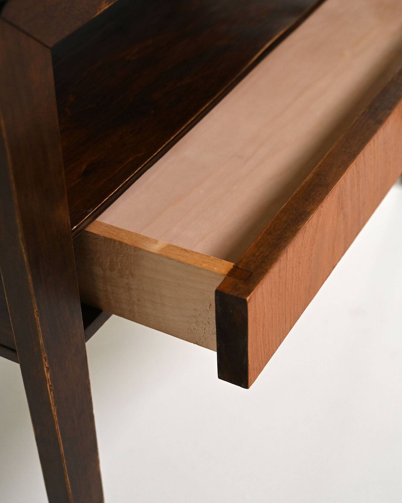Scandinavian teak and dark wood bedside table, 1950s