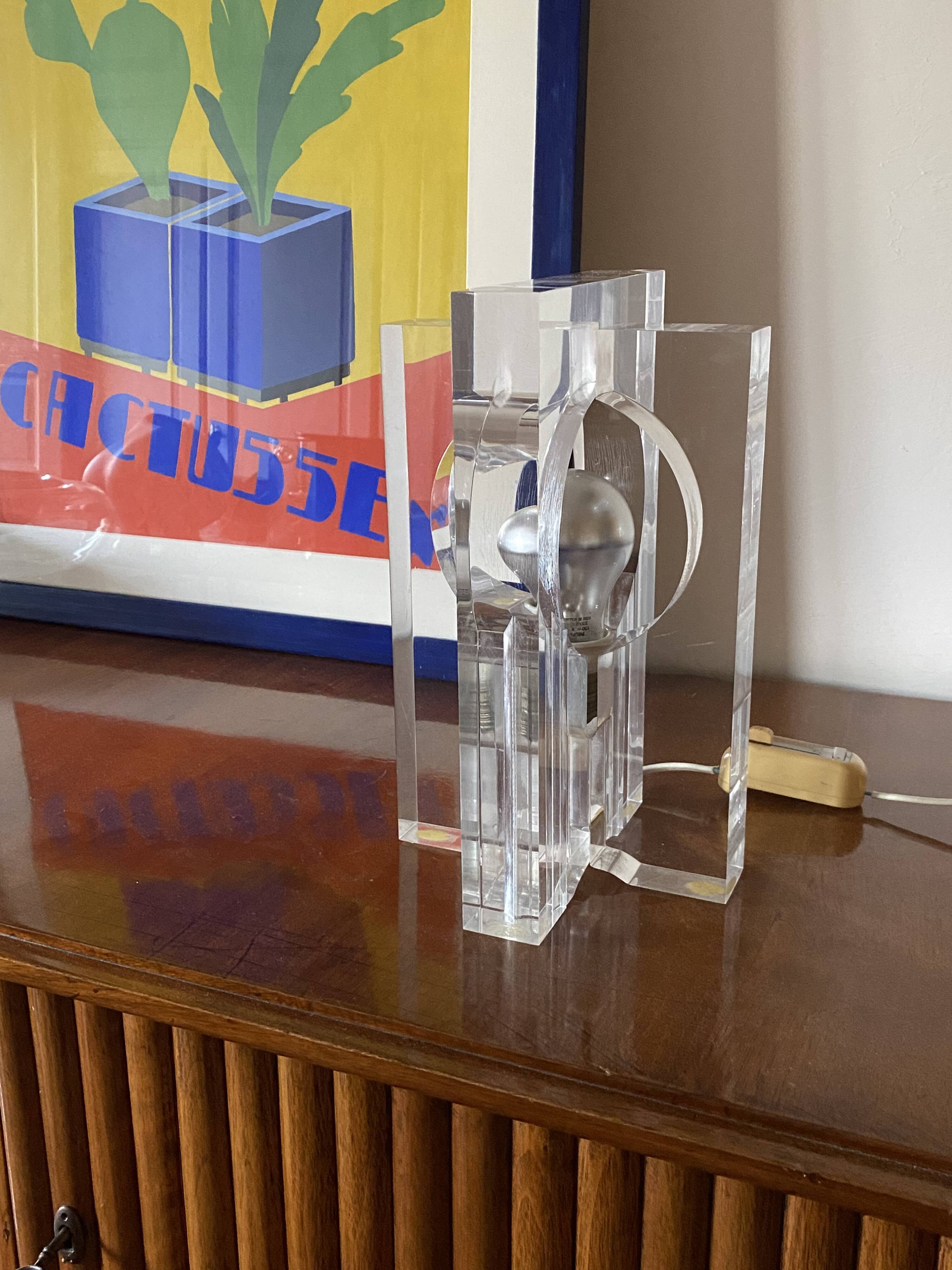 Sandro Petti, sculptural lucite table lamp, Maison Jansen France 1970s
