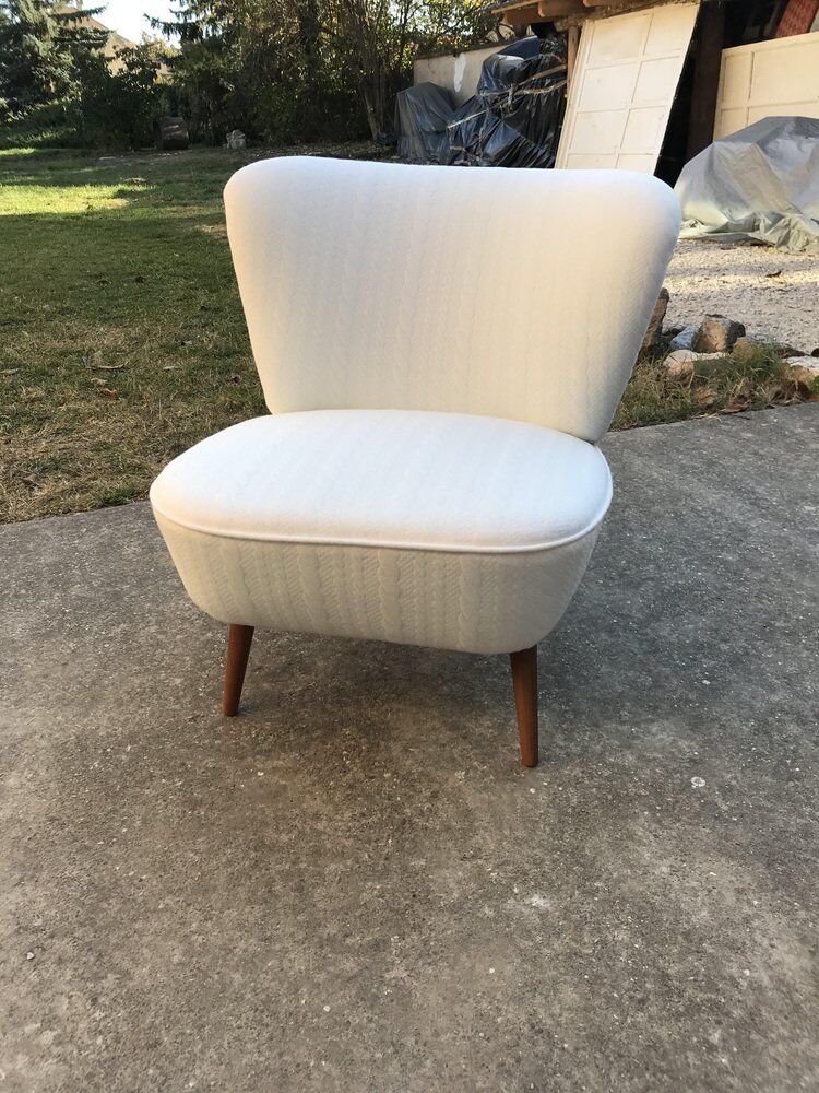 Hungarian White Club Chair, 1950s