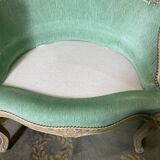 Pair of green Louis XV style bergères armchairs