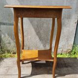 Ancienne sellette frise sculptée avec tiroir bois pieds courbés