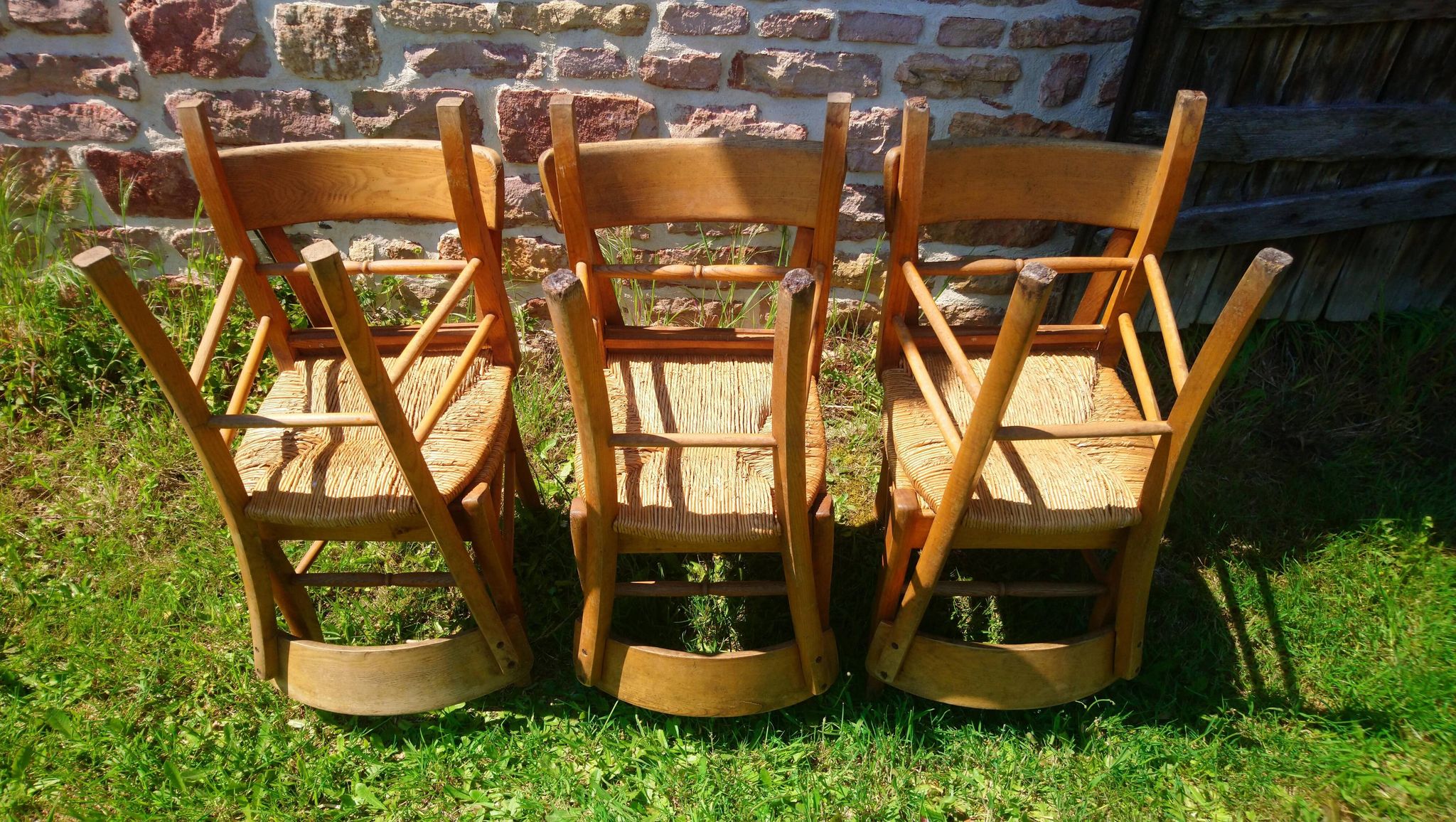 6 bistro chairs in straw and beech