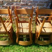 6 bistro chairs in straw and beech