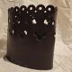Vintage Magazine Rack Holder Waste Basket Cut Work Brown Leather Oval Shape
