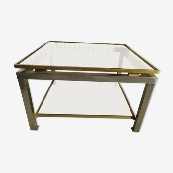 Table bout de canapé acier bicolore Guy Lefèvre Maison Jansen an 70