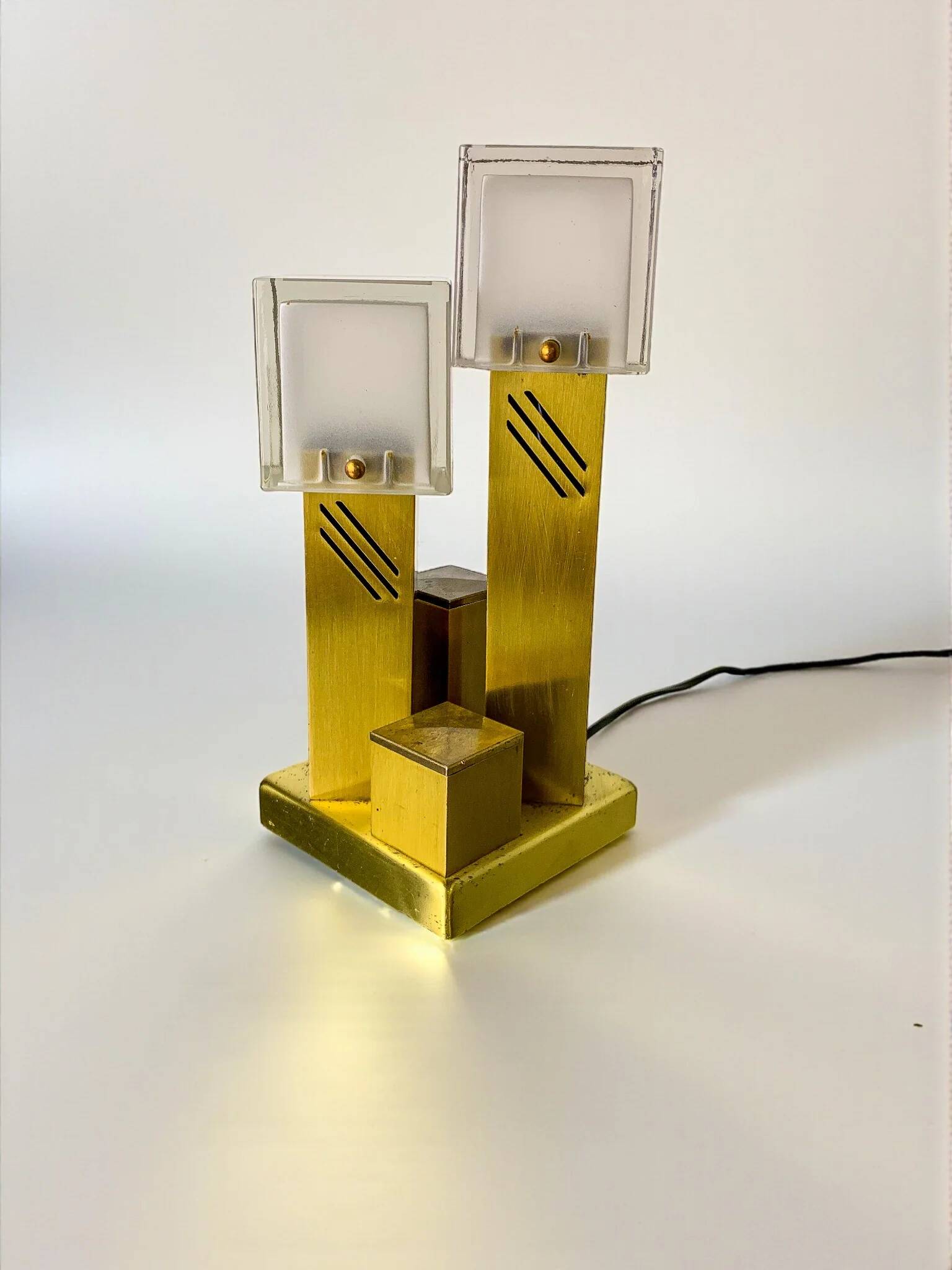 Cubic Murano glass table lamp by Gaetano Sciolari, Italy 1970s