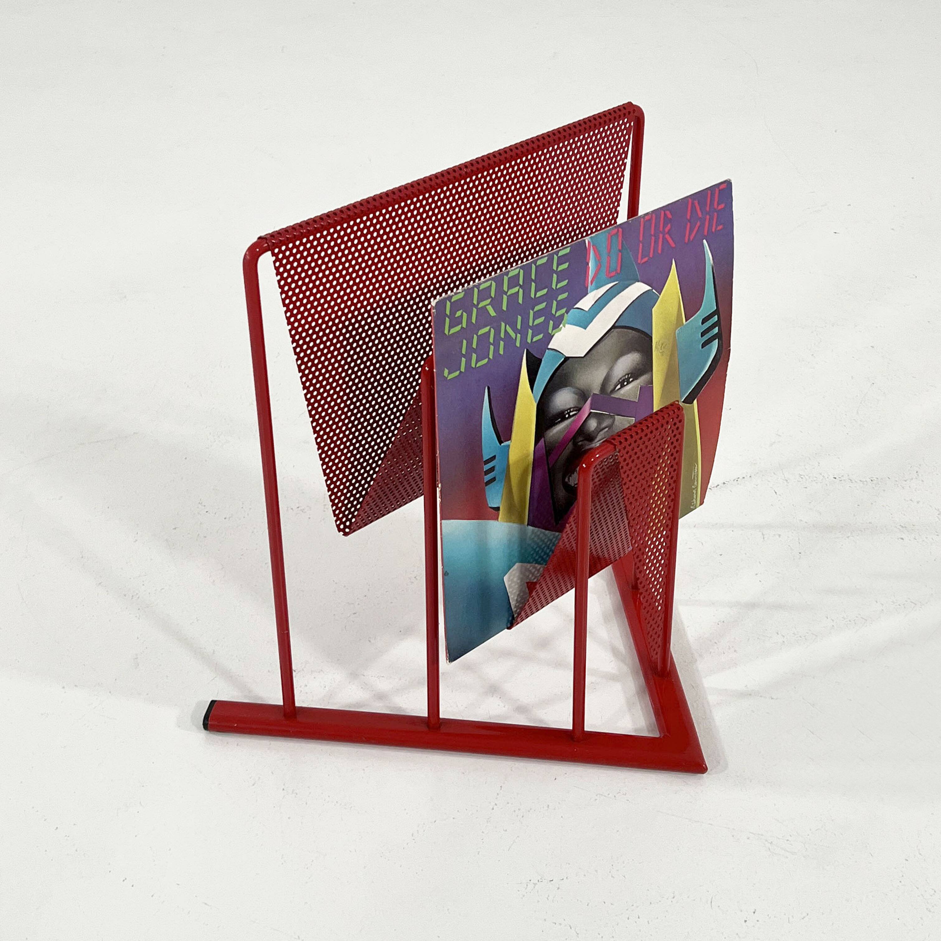 Red magazine rack by Markus Börgens for D-Tec, 1980