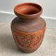 Vintage brown ceramic German vase, Mid Century terracotta pottery