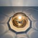 Flush-mounted brown glass fixture and metal base by N Leuchten, 1960s, Germany.