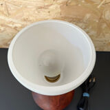 Small model wooden ball lamp with molded glass tulip