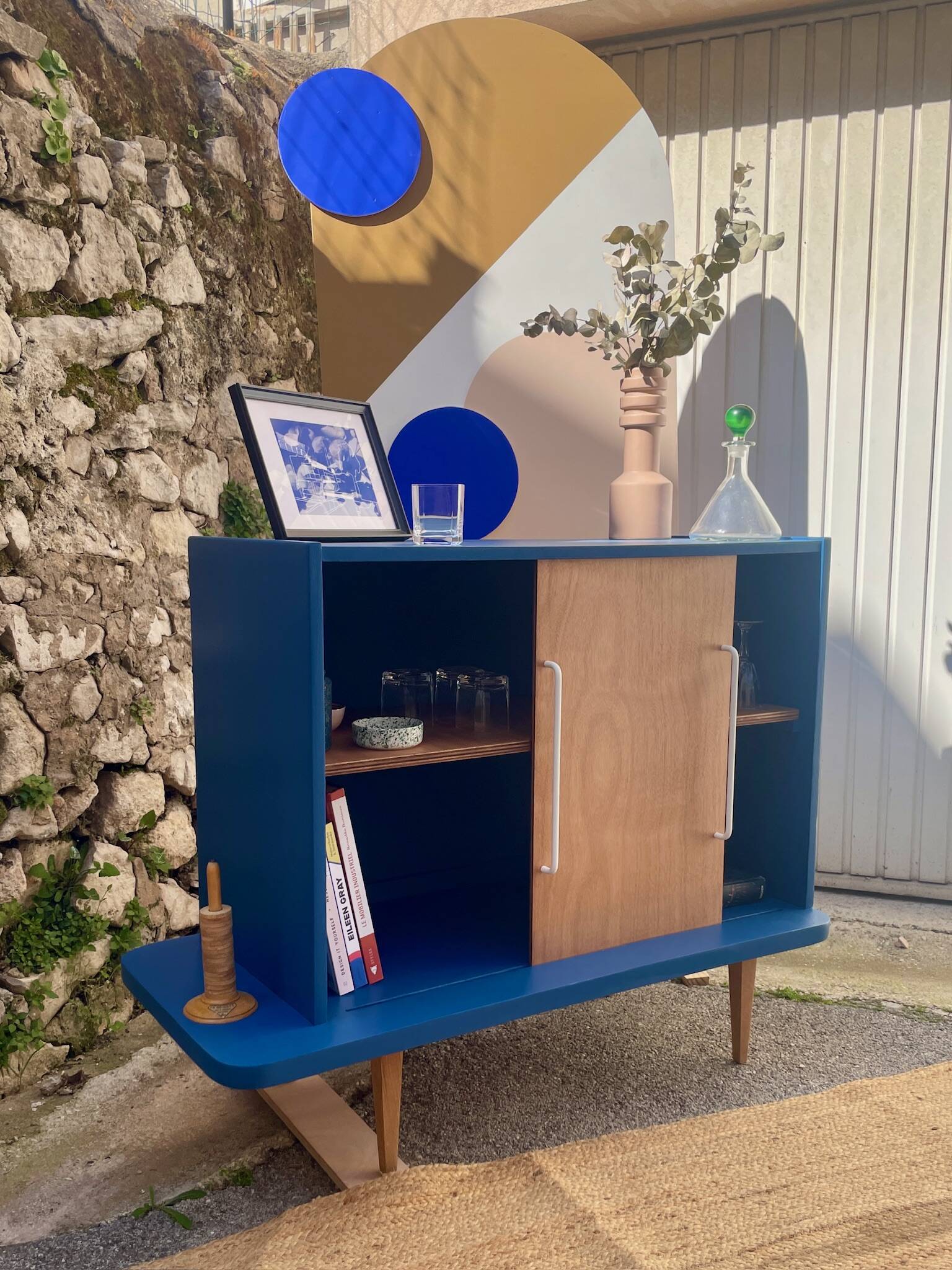 Upcycled buffet with sliding door