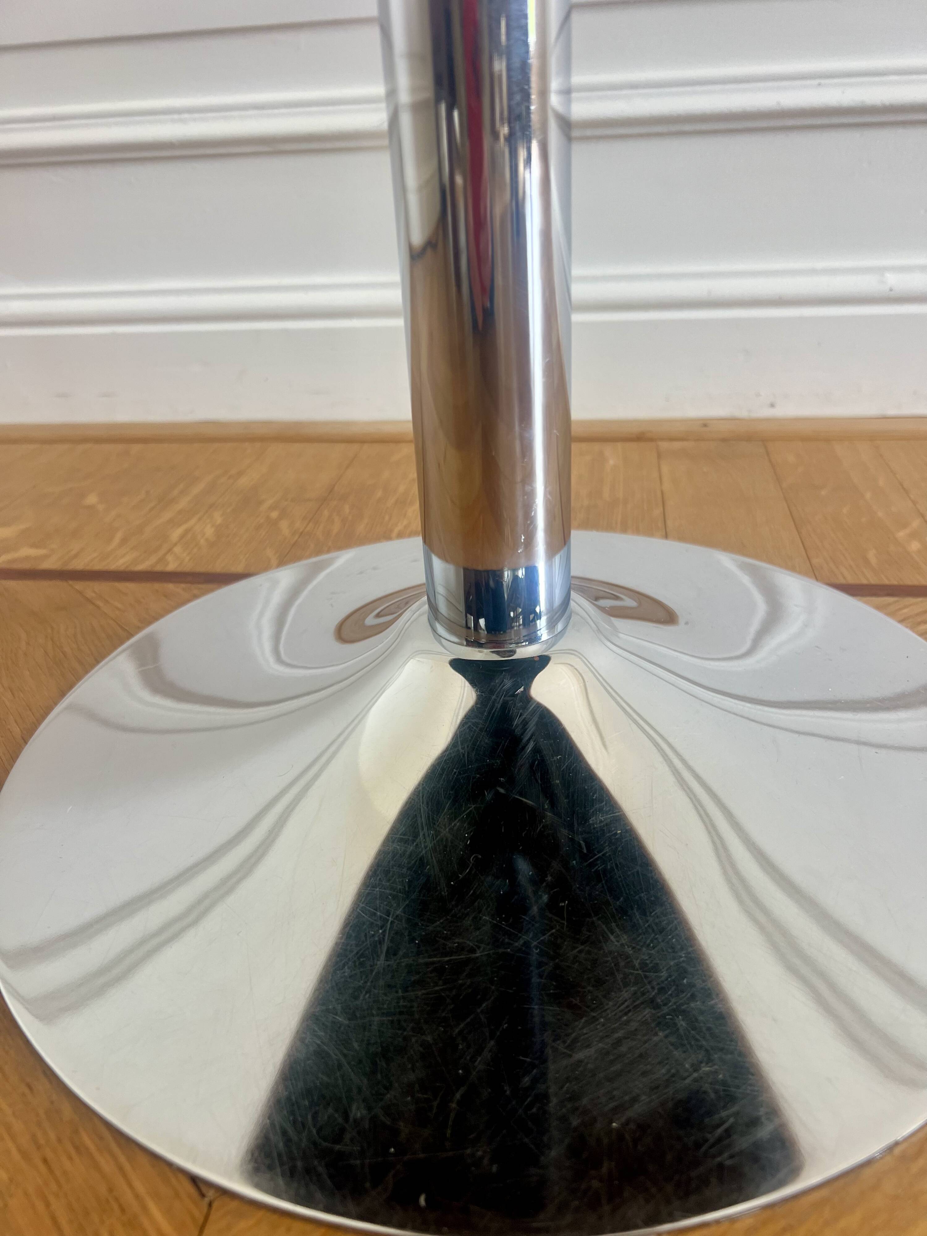 Mid-Century Stools, Chrome & Brown Leather Seat, 1970s, Set of 6