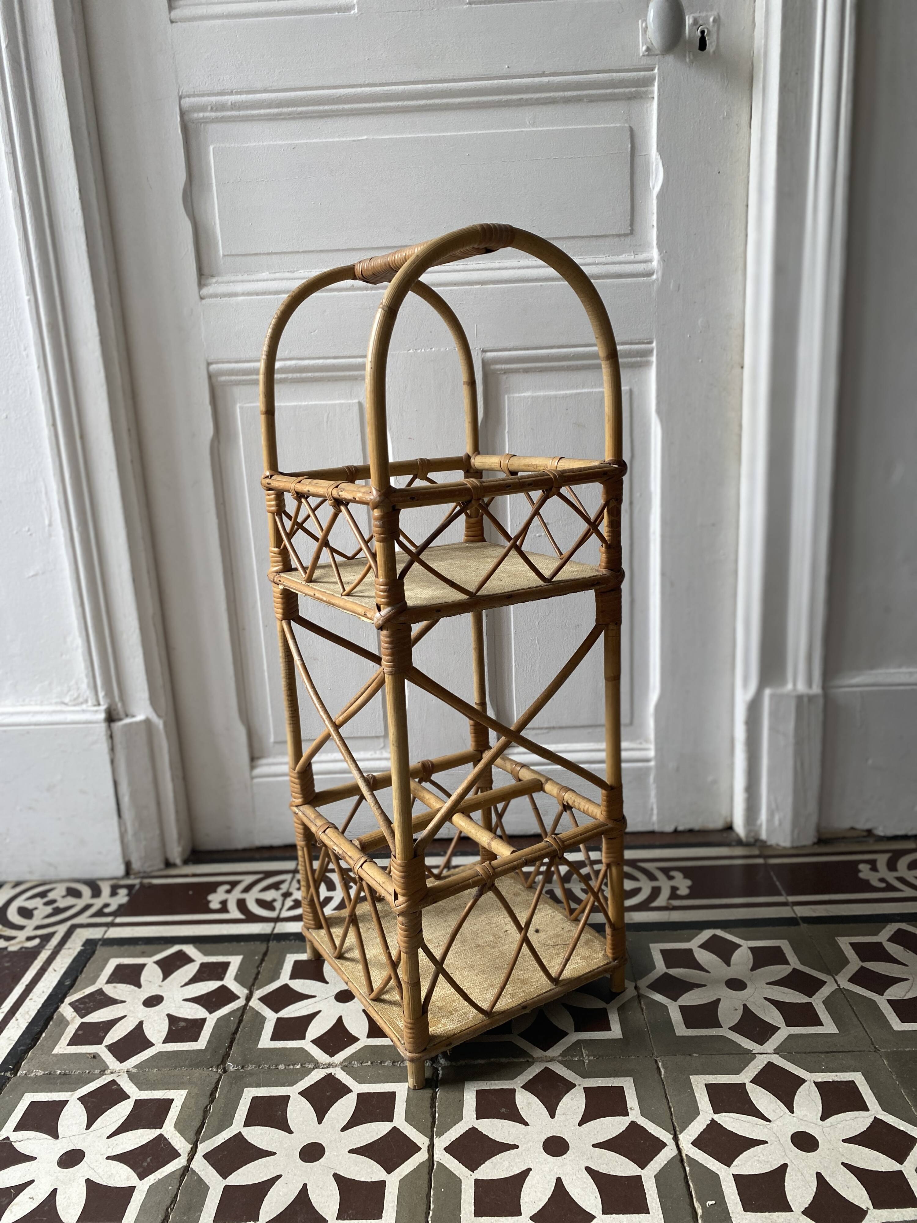 Vintage rattan bar or bottle holder