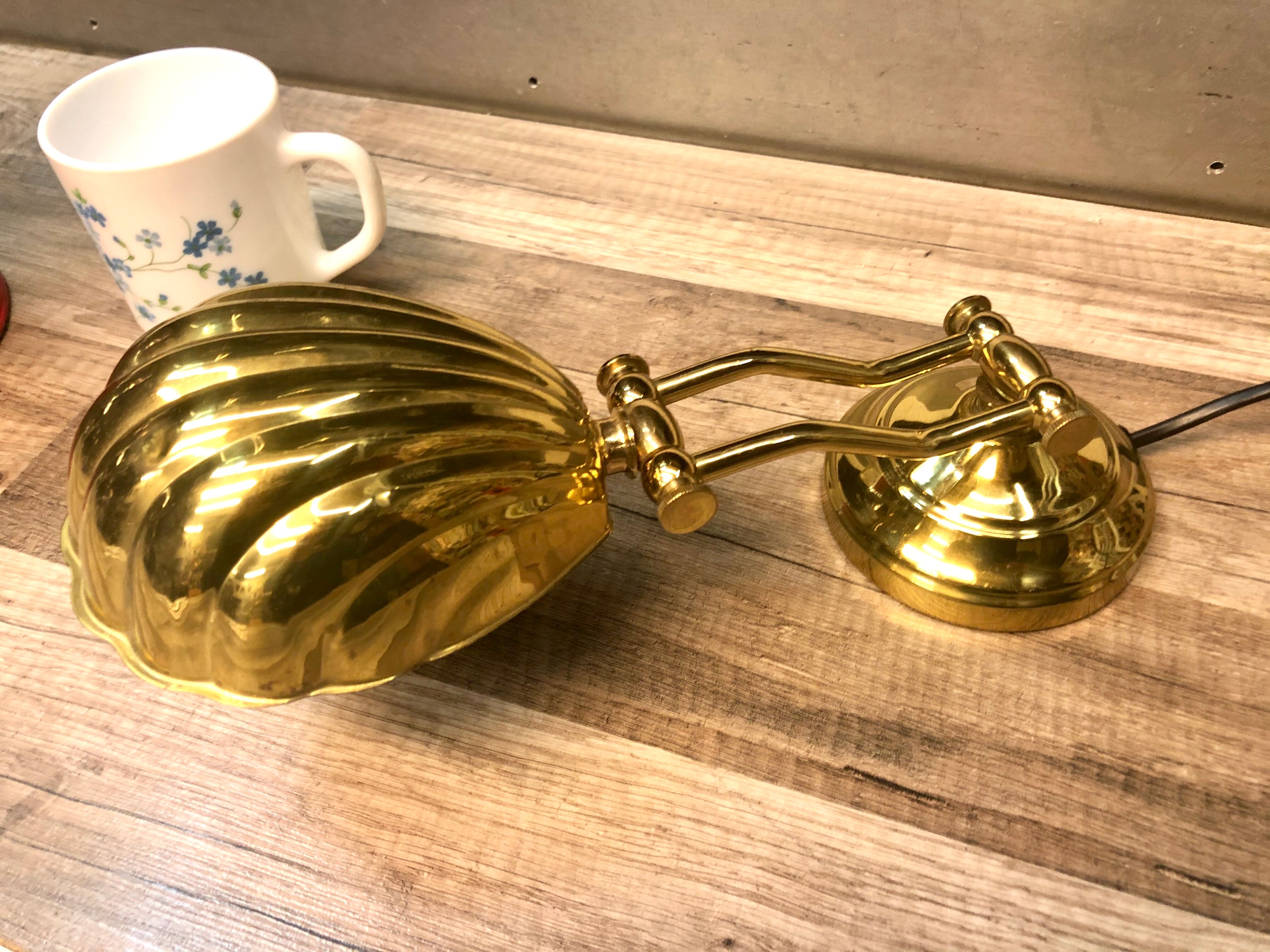 Vintage shell bedside lamp design 80 brass solid
