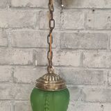 Art Nouveau lantern pendant light cast glass brass electric fixing ok h 60x