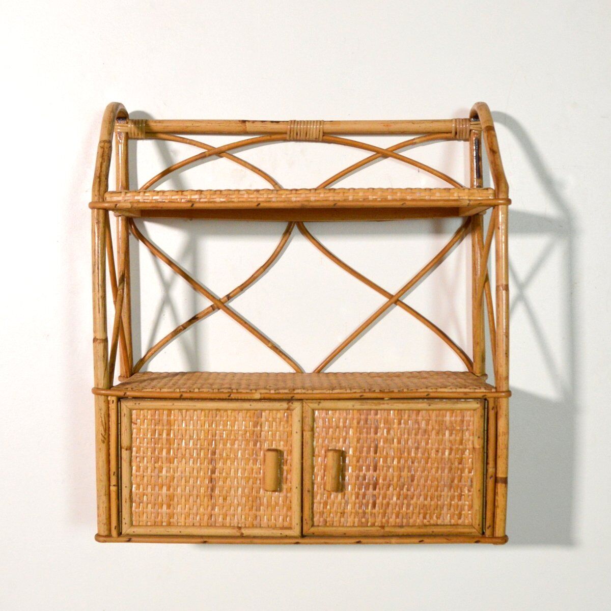 Bamboo shelf and vintage rattan 1960s