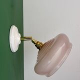 Vintage pink glass lampshade wall lamp