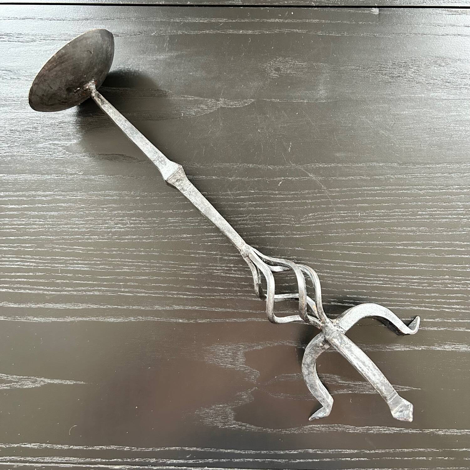 Brutalist wrought iron candle holder