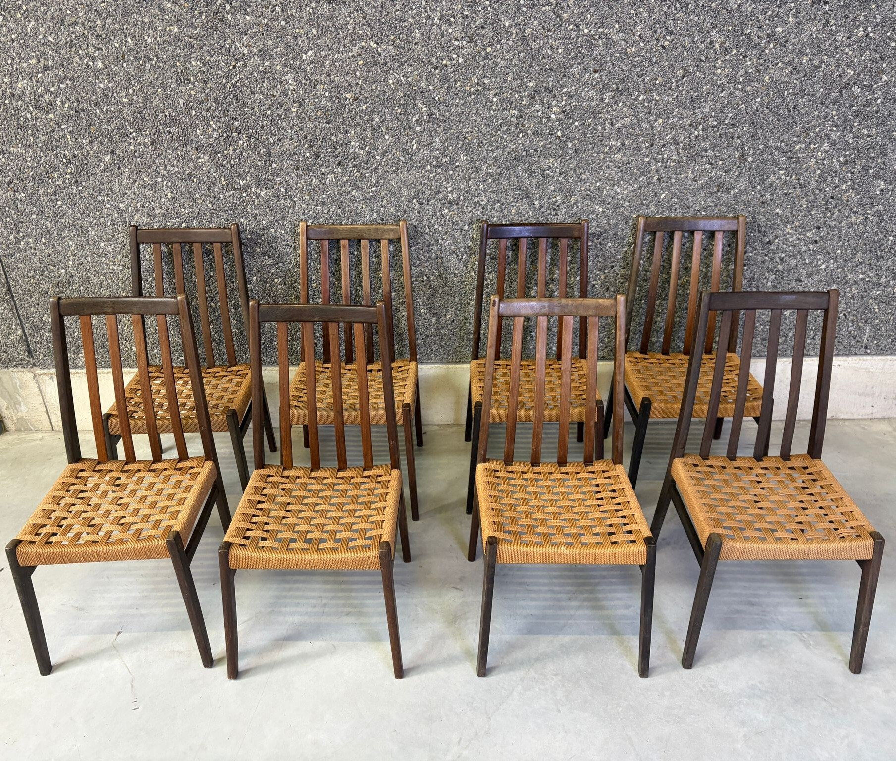Danish cord dining chairs, set of 8 - 1960s