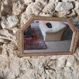 Art Deco hexagonal wooden mirror