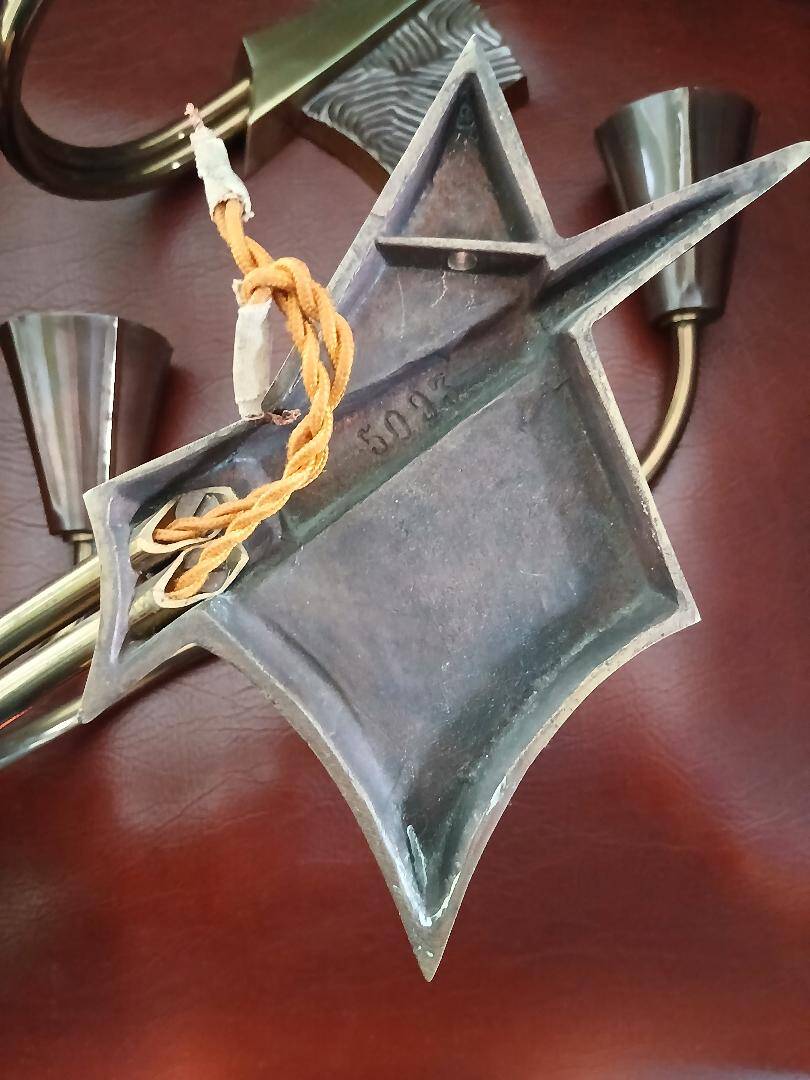 Splendid pair of bronze wall sconces by Jules Leleu? Art Deco.