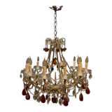 Murano Glass Fruit Crystal Beaded Chandelier, Italy, 1960s