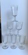 Set of 6 mismatched crystal wine glasses engraved 30-40s