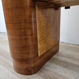 Console Art Déco en ronce de thuya avec miroir et tiroirs