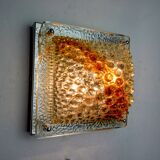 Murano Mazzega orange wall light, ice cube effect, Italy, 1970