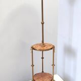 Lampadaire télescopique en laiton avec plateau en marbre travertin rouge, Italie